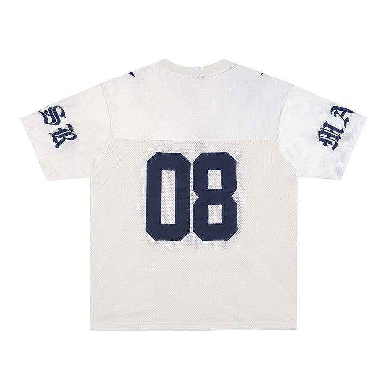 Star letter mesh short sleeved shirt