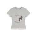 Regular Shoulder Short Sleeve T-Shirt for Women, Two-Piece Look, Fitted Crop Top