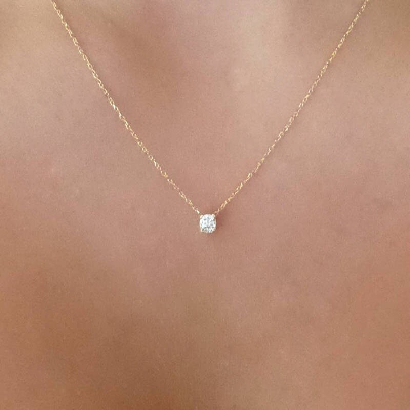 Shiny Zircon Invisible Transparent thin Line Simple choker Necklace women Jewelry collana Kolye Bijoux Collares collier femme