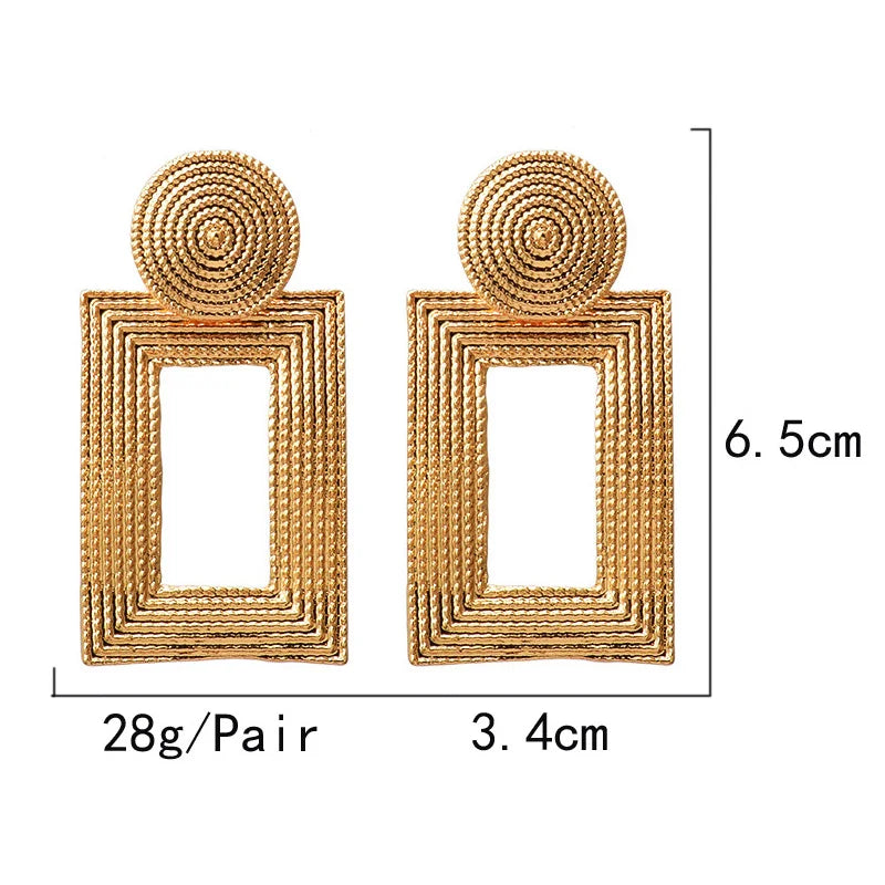 Hot Sell Geometric Gold Color Metal Dangle Drop Earrings Fine Jewelry Accessories For Women Fashion Trend Pendientes Bijoux