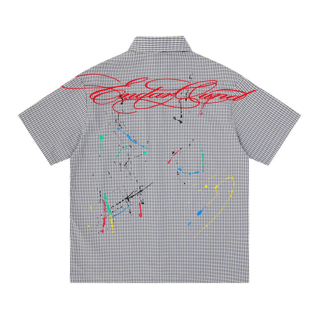 T-shirt brodé taches d'encre et points de couleur