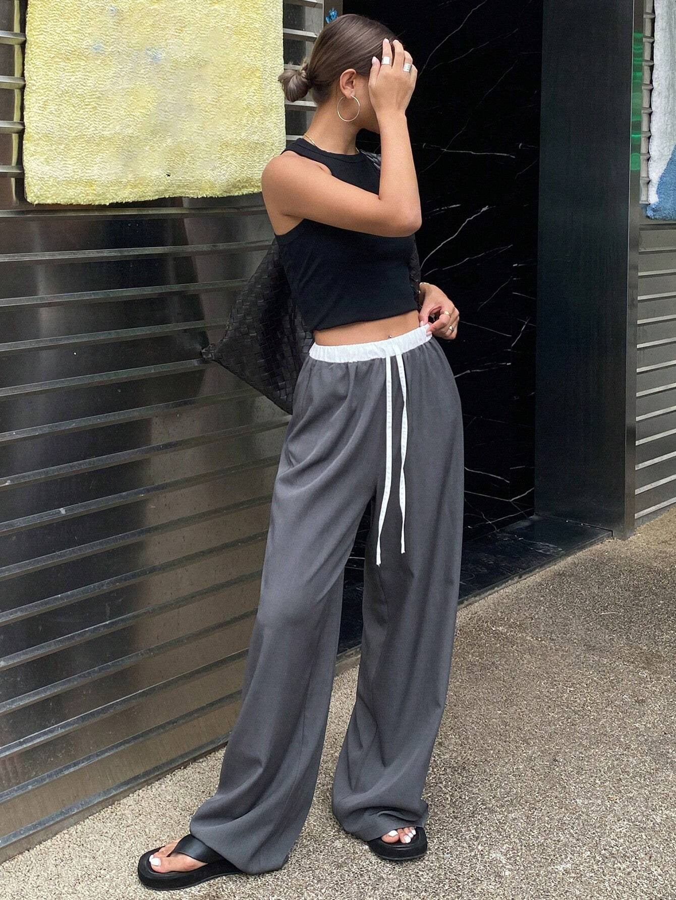 Straight wide-leg pants