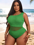 Mesh splicing one-piece slim fit one-piece swimsuit
