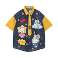 T-shirt manches courtes brodé patch chat femme