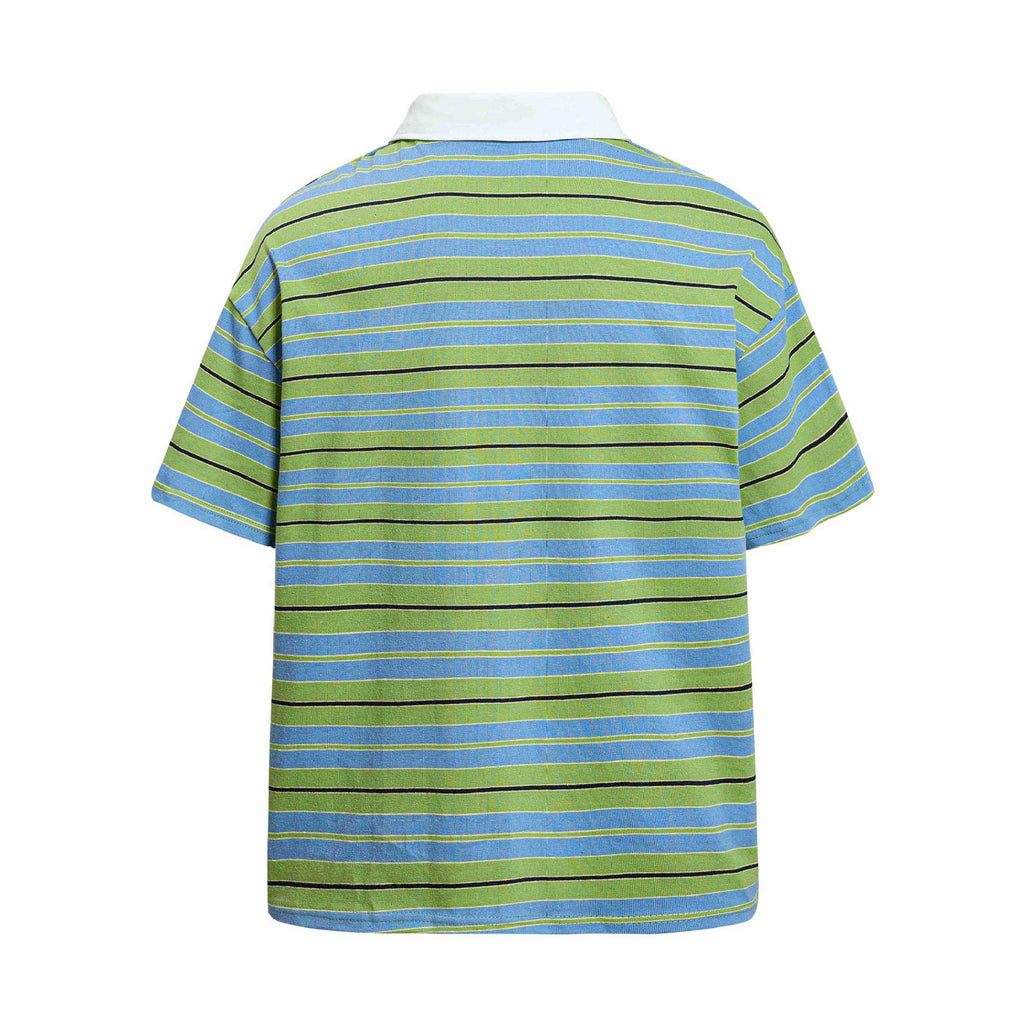 Daisy print striped short sleeved shirt