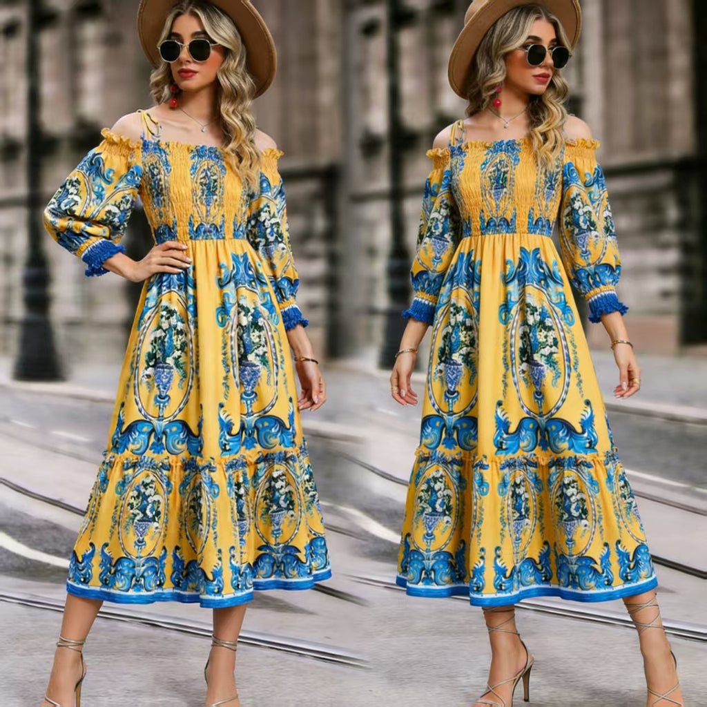 Off shoulder long sleeved dress