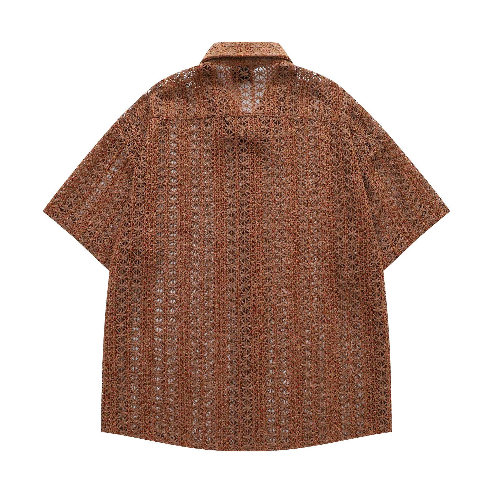 Hollow hook flower short sleeved shirt