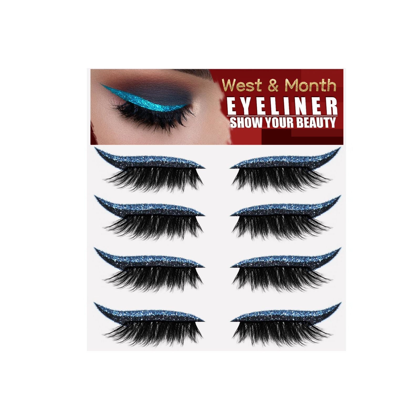 European And American 4 Pairs Of Eyelash Eyeliner Stickers, Glue-Free Self-Adhesive Gel Strips, Curling False Eyelashes