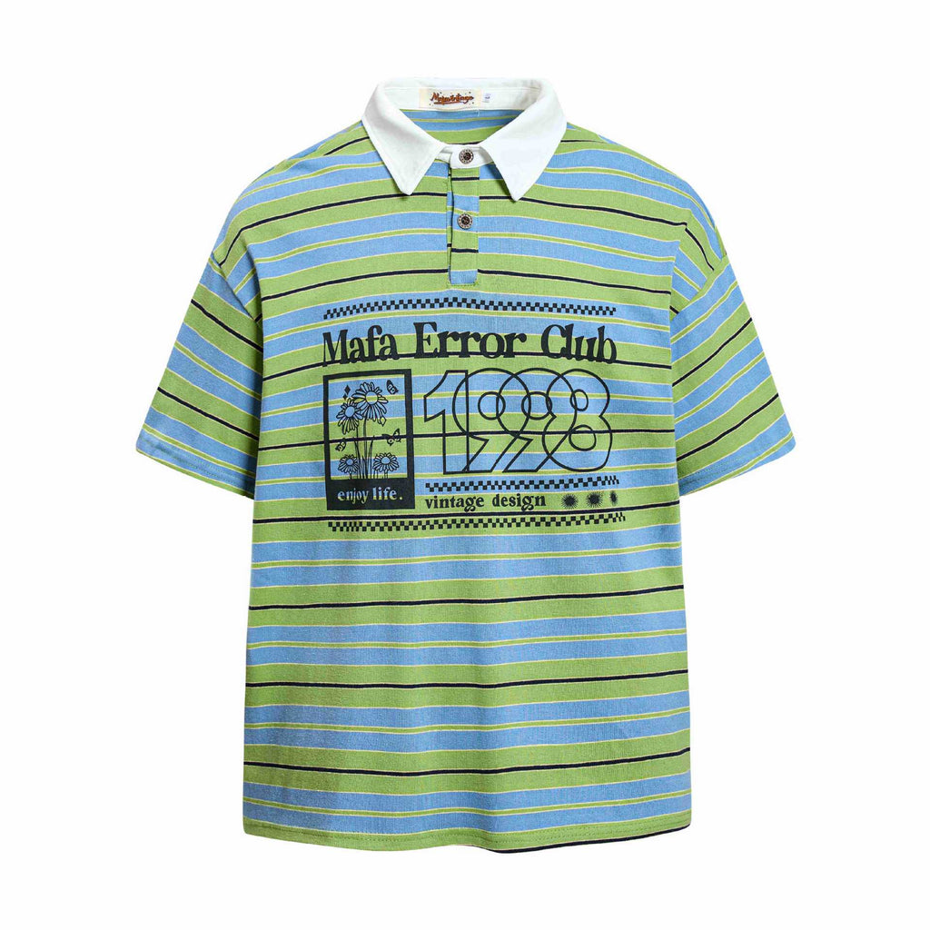Daisy print striped short sleeved shirt