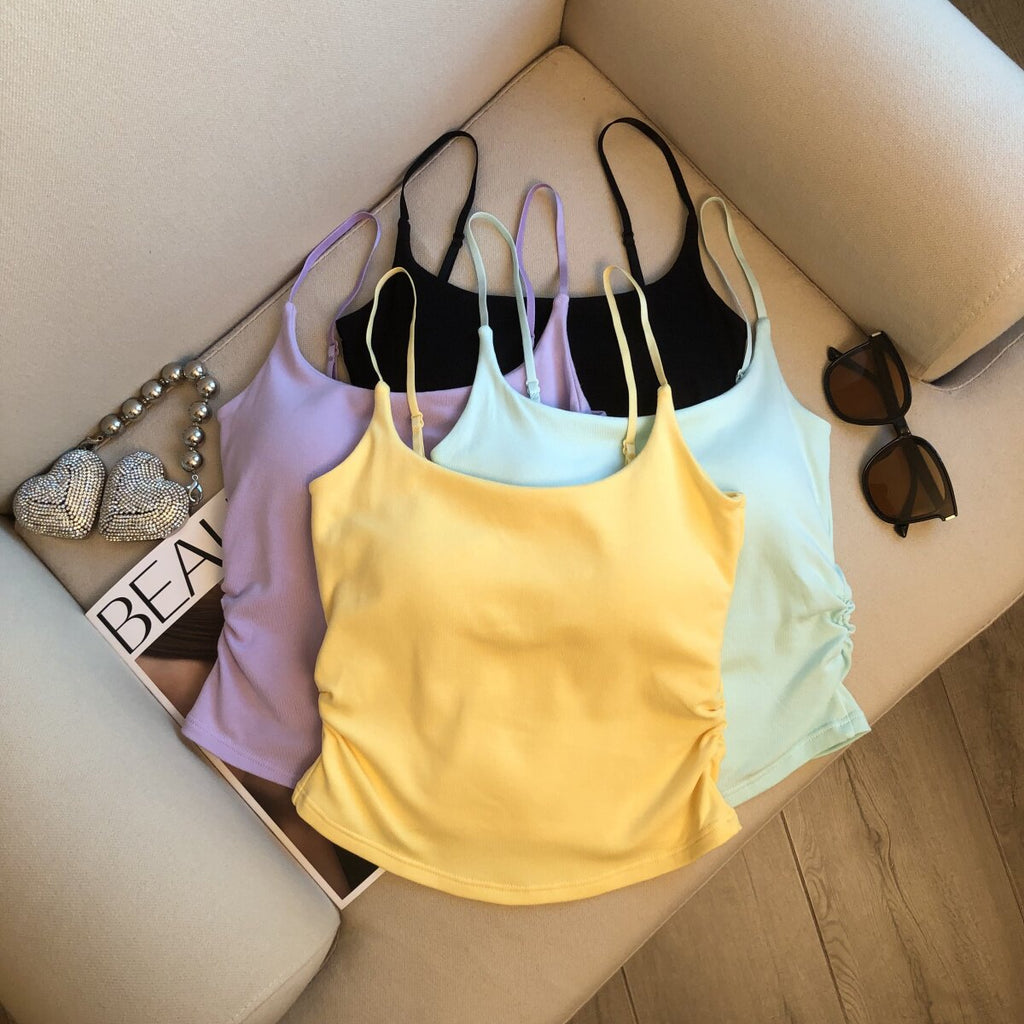 Vest with Padded Brapicy Girl Strap Top