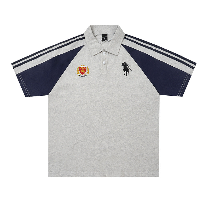 Knight badge embroidered short sleeved shirt