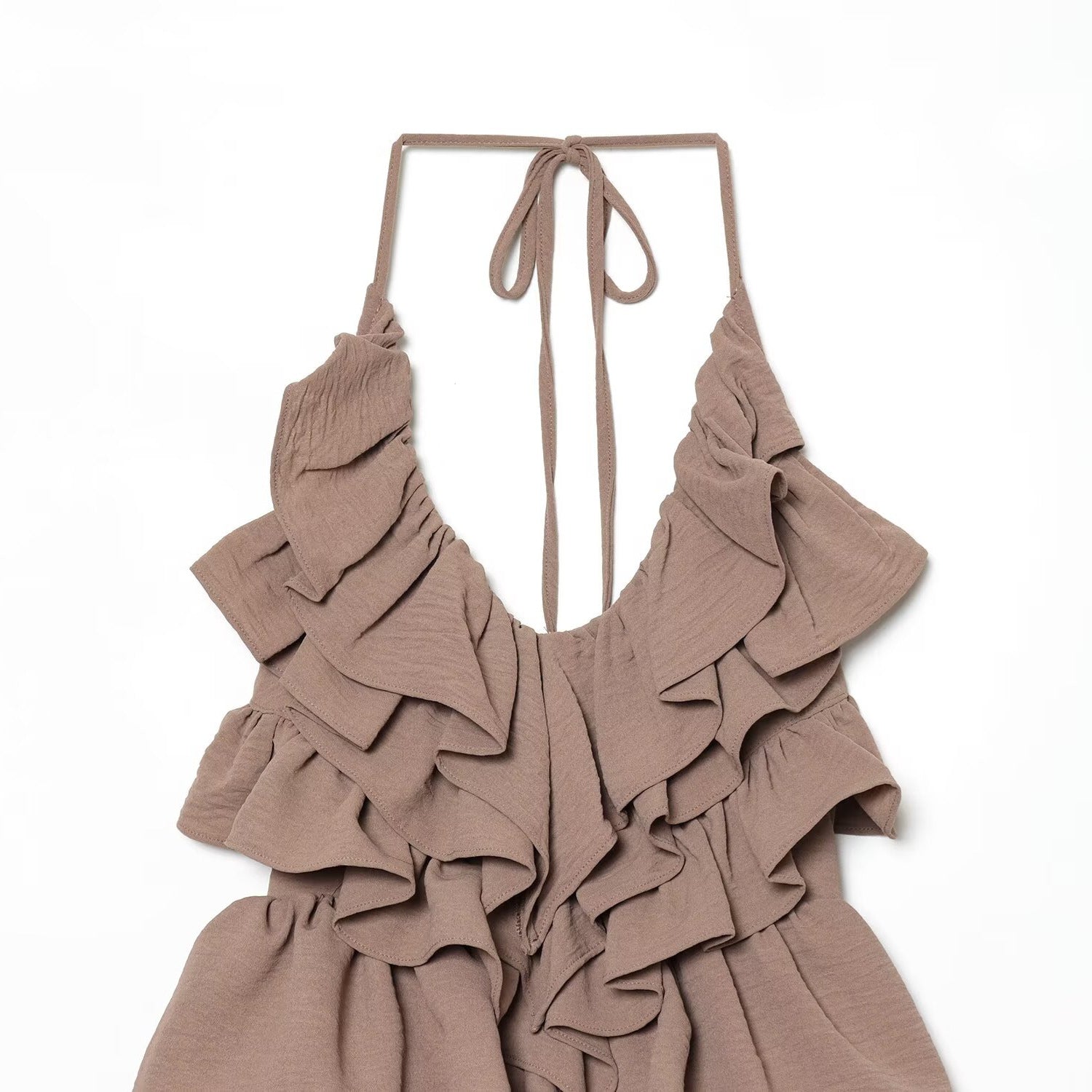 Chiffon halter neck layered decorative dress