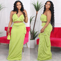 Ensemble deux pièces crop top et jupe longue fluide femme