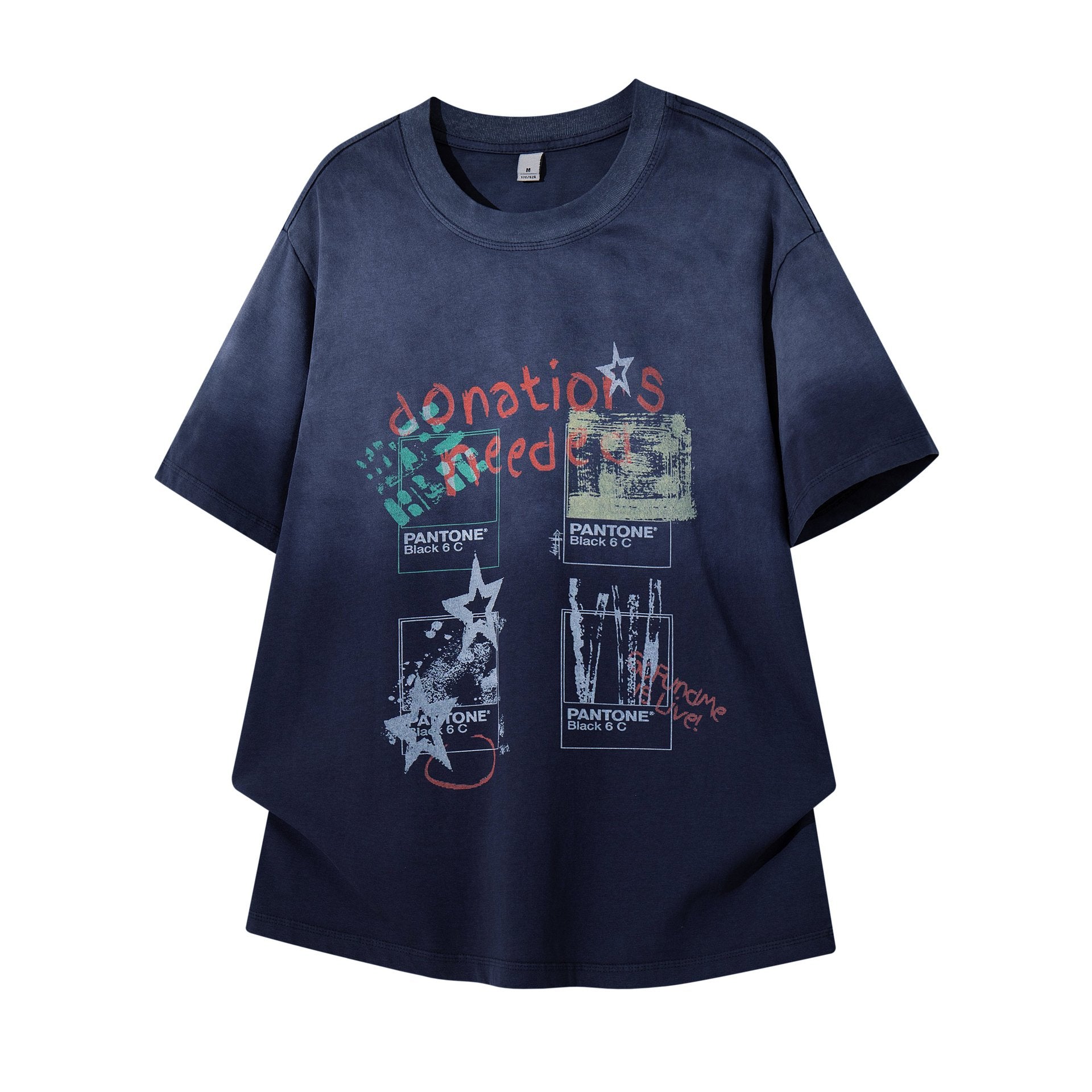 Gradient distressed printed short sleeved shirt