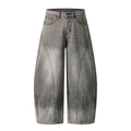 Heavy Wash Gradient Splatter Denim Pants Loose Wide Leg Patchwork Cut Versatile Long Pants