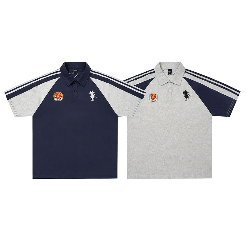 Knight badge embroidered short sleeved shirt