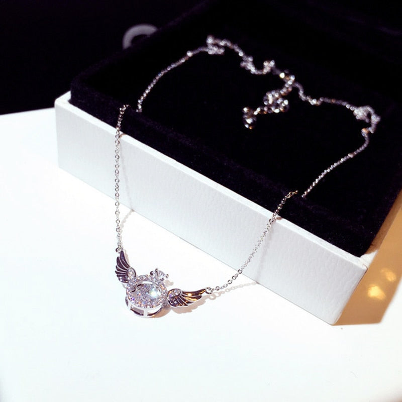Fashion Super Shine Zircon Angle Wing Necklace for Women Luxury Rhinestone Stylish Choker Kolye Feminia Bijoux Gift