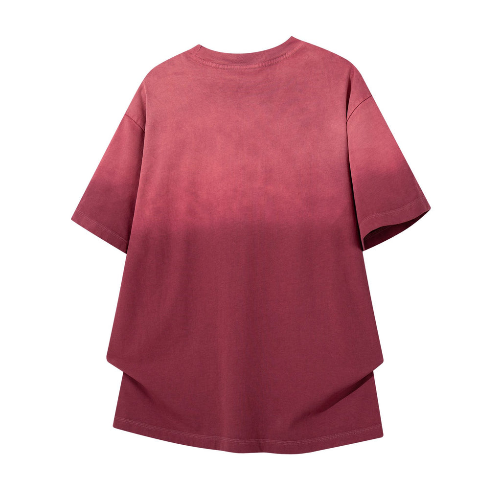 Gradient distressed printed short sleeved shirt