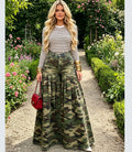 High-Waisted Camouflage Wide-Leg Jeans with Ruffle Pleats Fashionable Casual Pants for Women