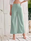 Pantalon droit taille haute couleur unie femme