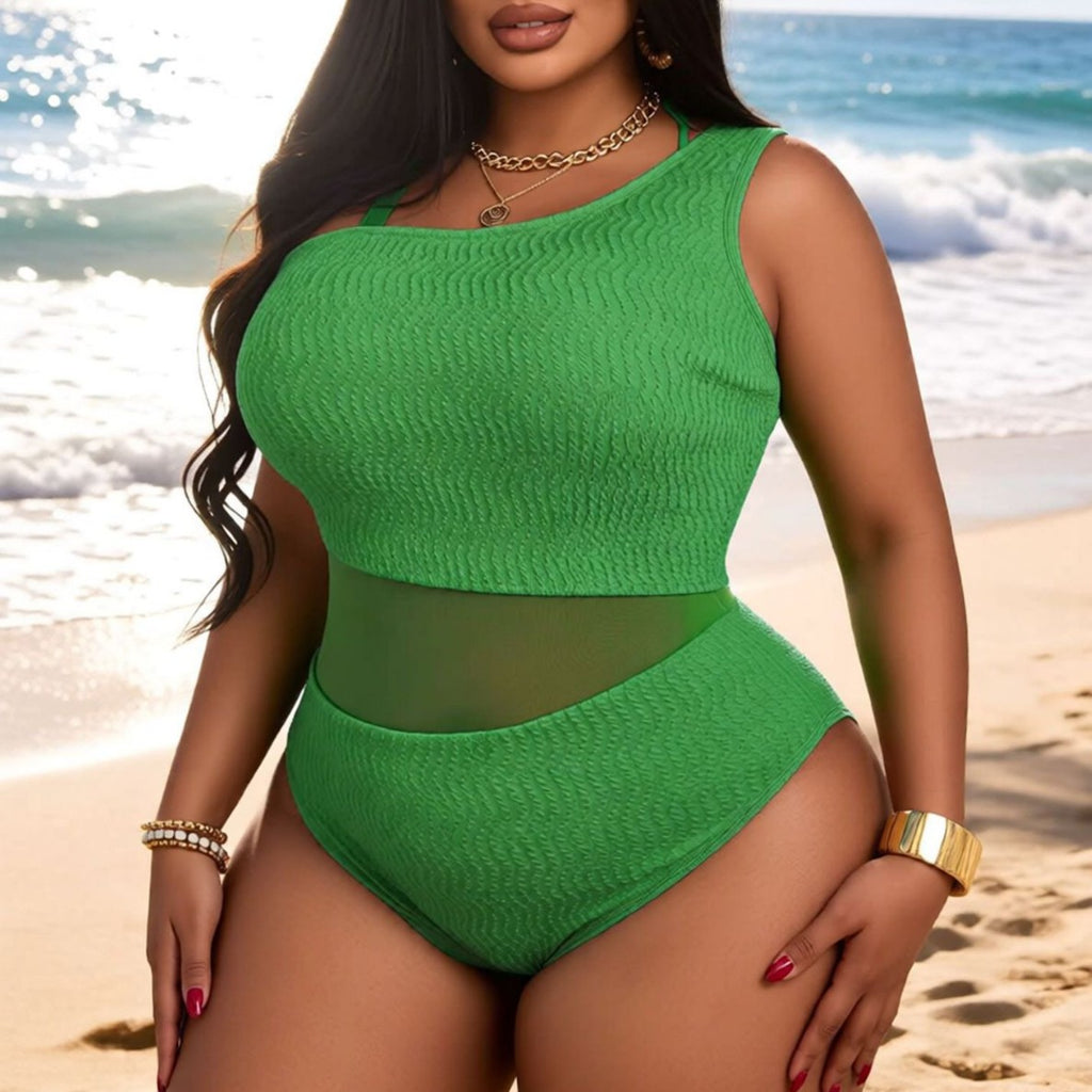 Mesh splicing one-piece slim fit one-piece swimsuit