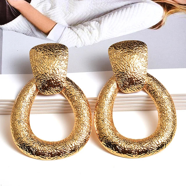 Wholesale Gold Color Metal Drop Earrings Fine Jewelry Accessories Hanging Dangle Long Pendientes Bijoux For Women Christmas Gift