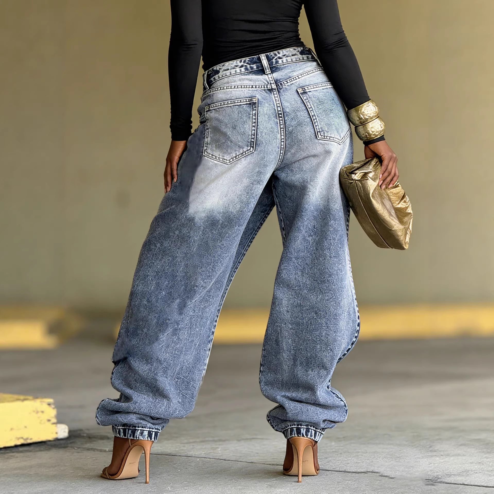 Deconstructed Patchwork Layered Washed Denim Pants