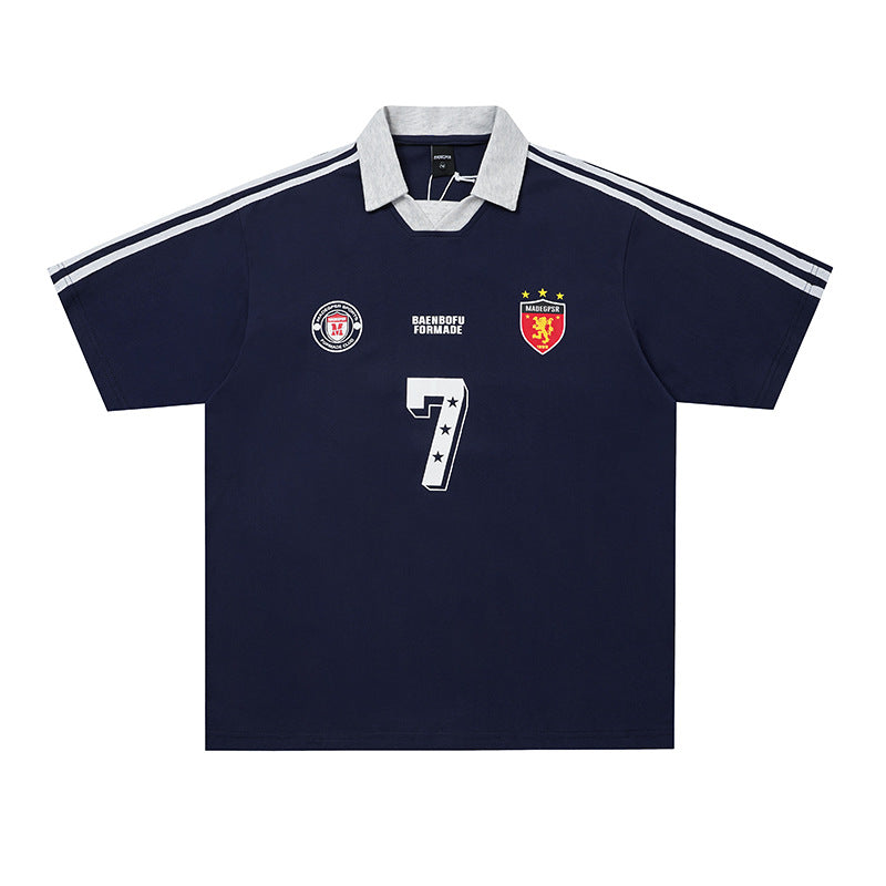 Collar badge short sleeved shirt