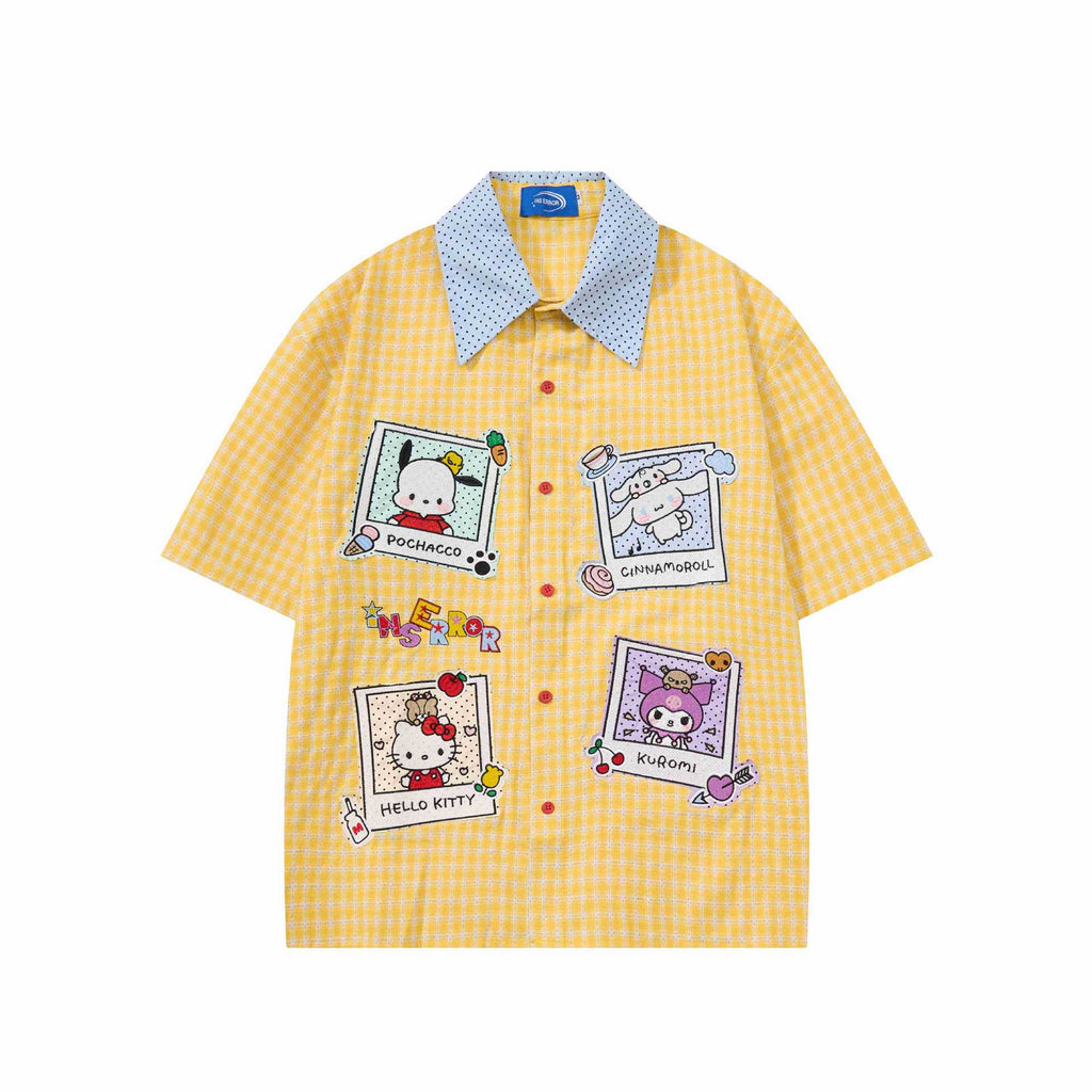 Cartoon themed embroidered short sleeved shirt