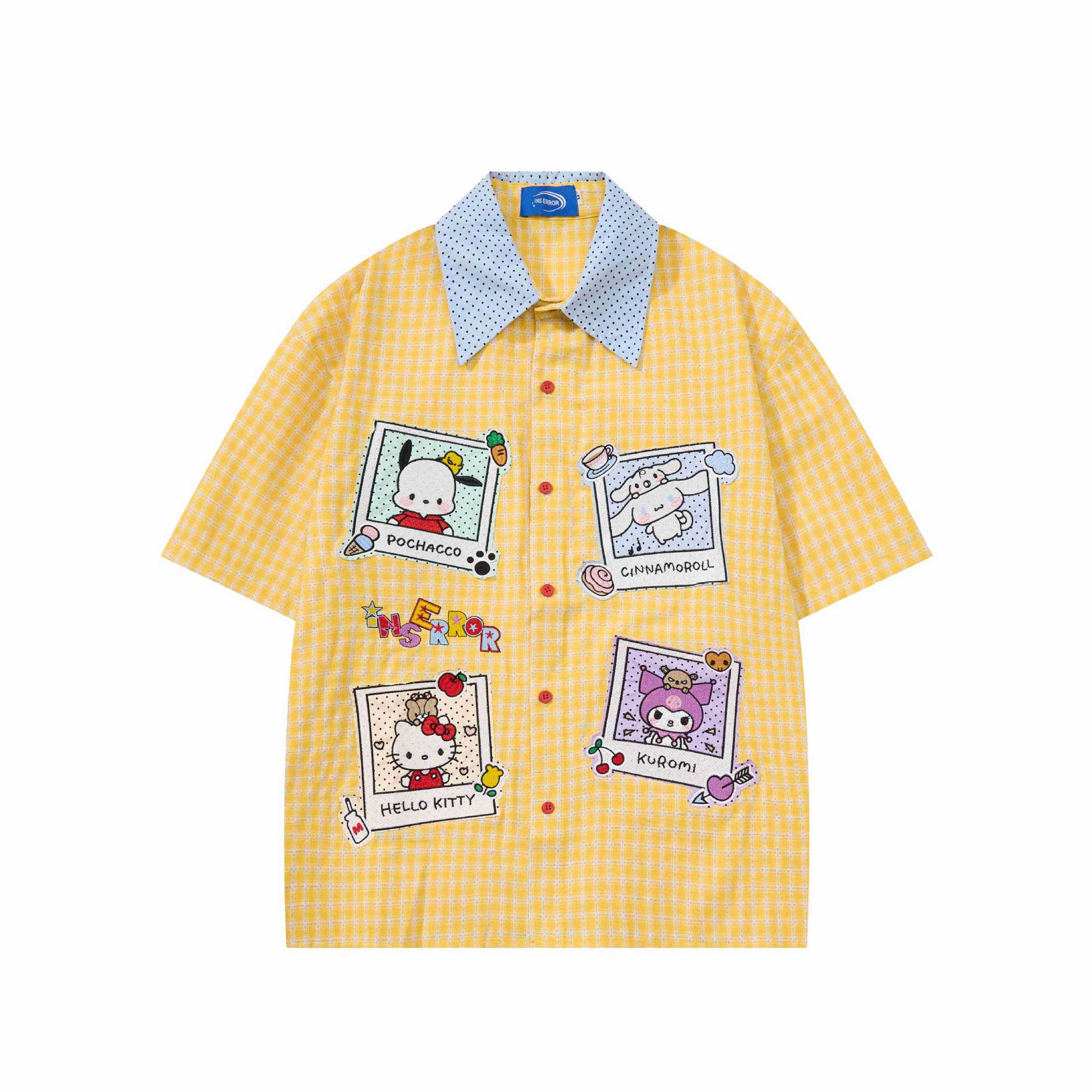 Cartoon themed embroidered short sleeved shirt