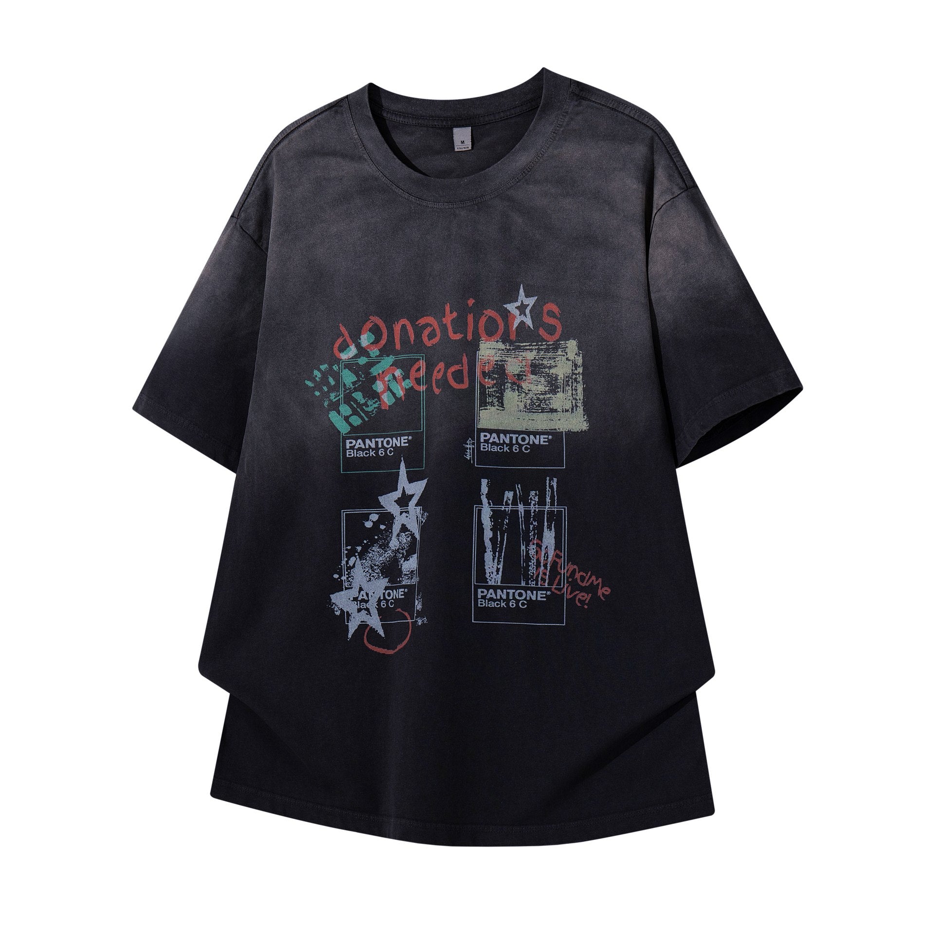 Gradient distressed printed short sleeved shirt