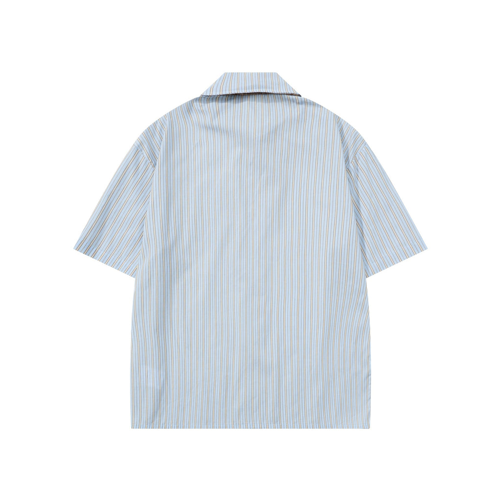 Plaid bow tie embroidered letter short sleeved shirt