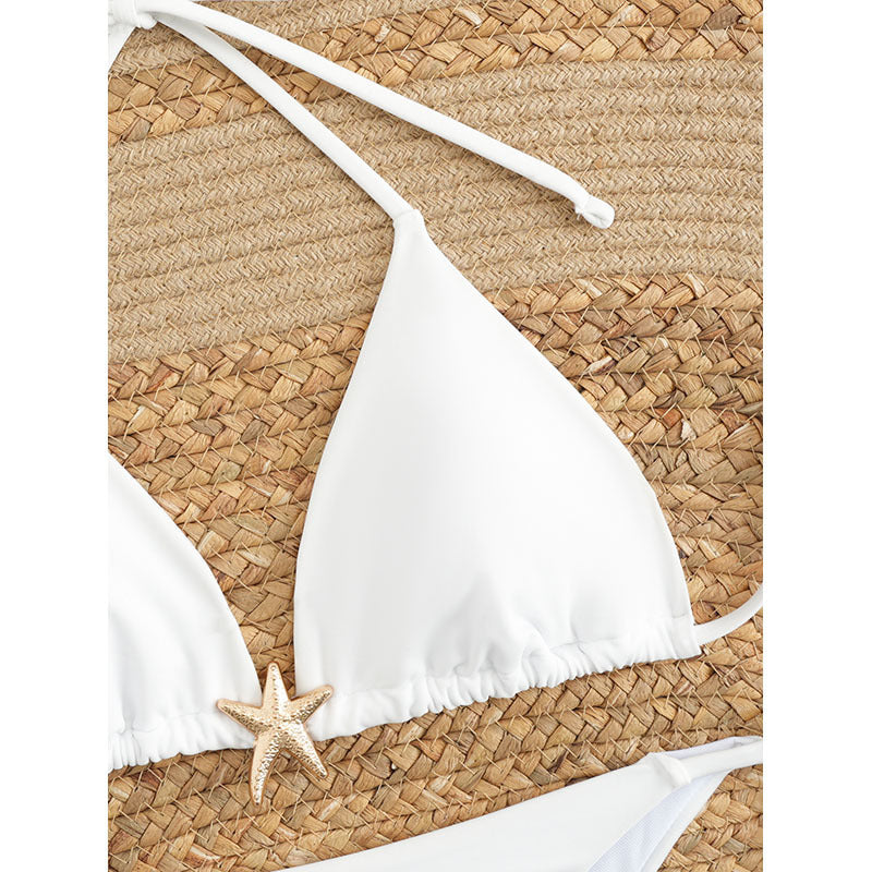 Solid color split swimsuit for women