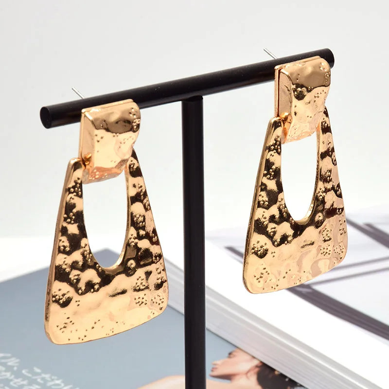 New Gold Color Metal Dangle Drop Earrings Jewelry Accessories For Women Fashion Trend Pendientes Bijoux Christmas Gift