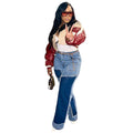 Casual Women's Jeans Street Fashion Color-Block Patchwork Trendy Straight Leg Pants