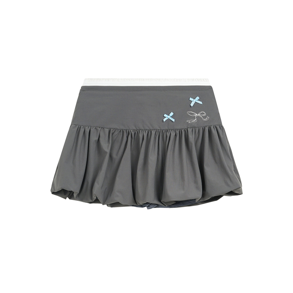 Melange Pleated Mini Skirt Women's High-Waisted Slimming Anti-Flash Skirt