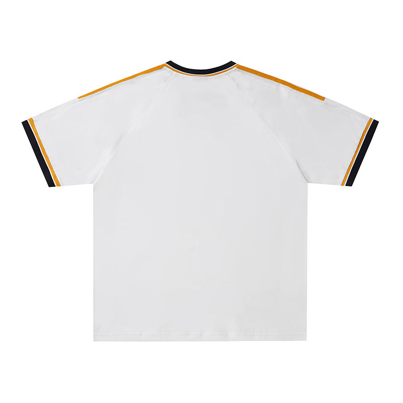 Letter badge printed short sleeved shirt
