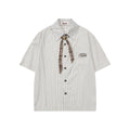 Plaid bow tie embroidered letter short sleeved shirt