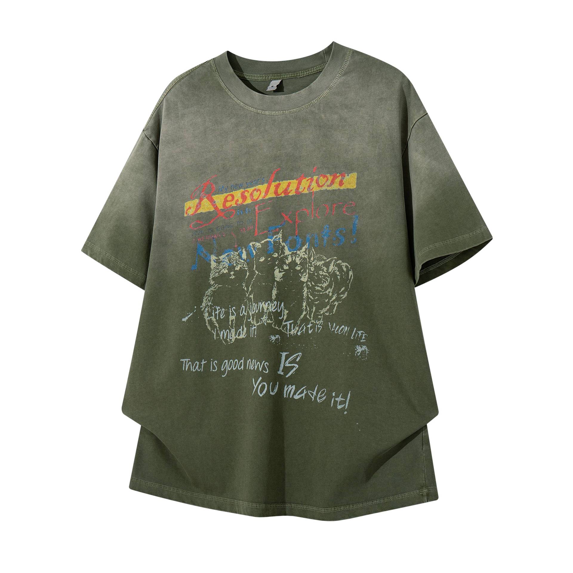 Make vintage cat printed short sleeves