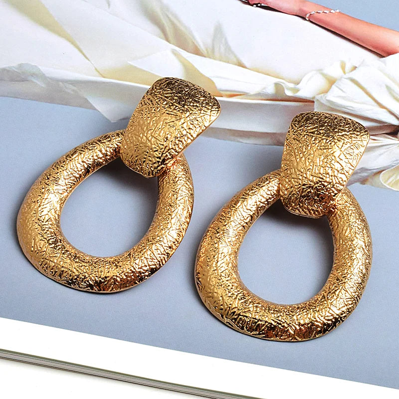 Wholesale Gold Color Metal Drop Earrings Fine Jewelry Accessories Hanging Dangle Long Pendientes Bijoux For Women Christmas Gift