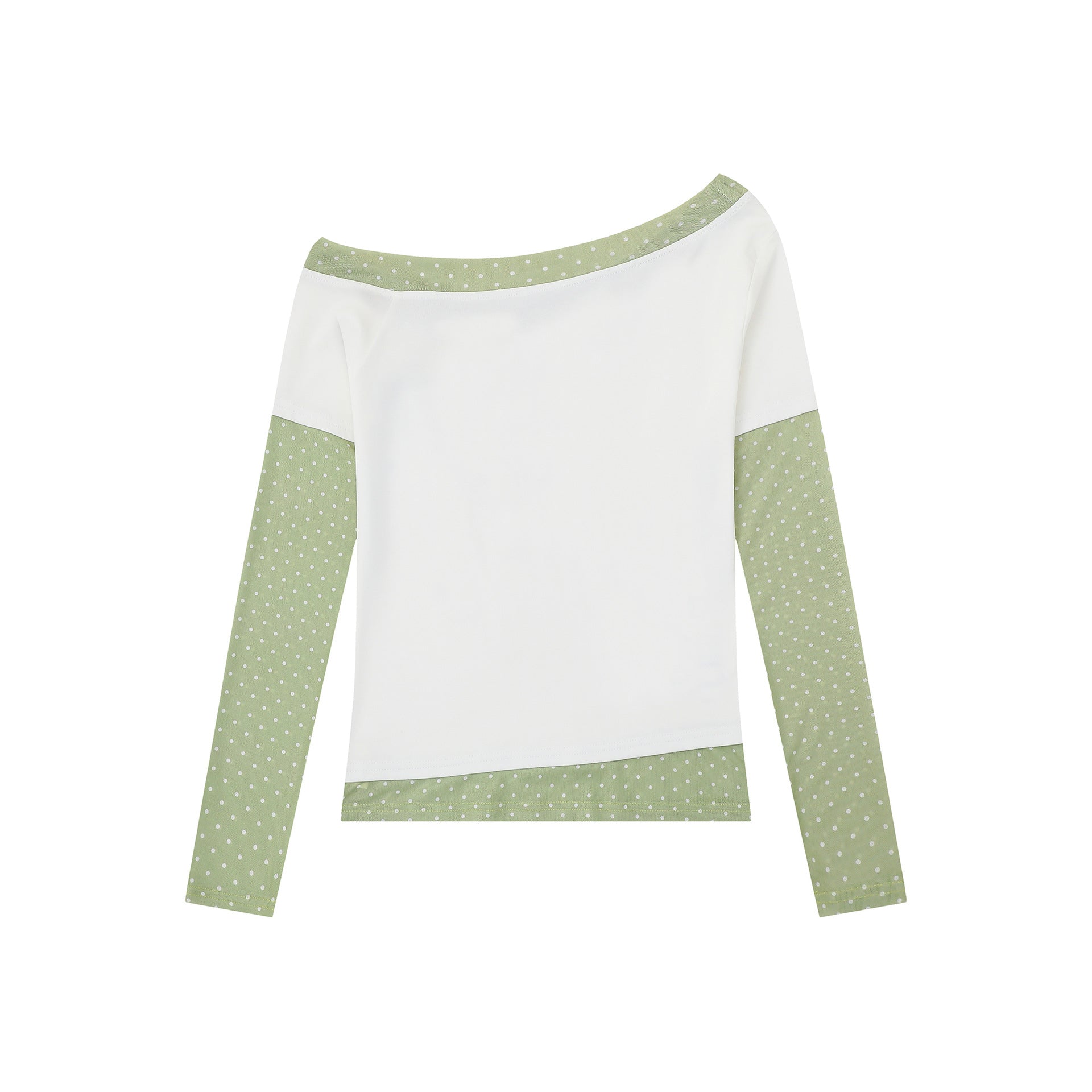 Hoodie faux deux pièces pois color-block épaule asymétrique femme