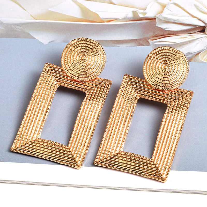 Hot Sell Geometric Gold Color Metal Dangle Drop Earrings Fine Jewelry Accessories For Women Fashion Trend Pendientes Bijoux