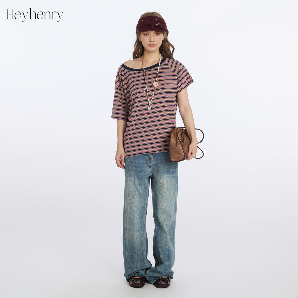 T-shirt coton pur épaule asymétrique slim femme