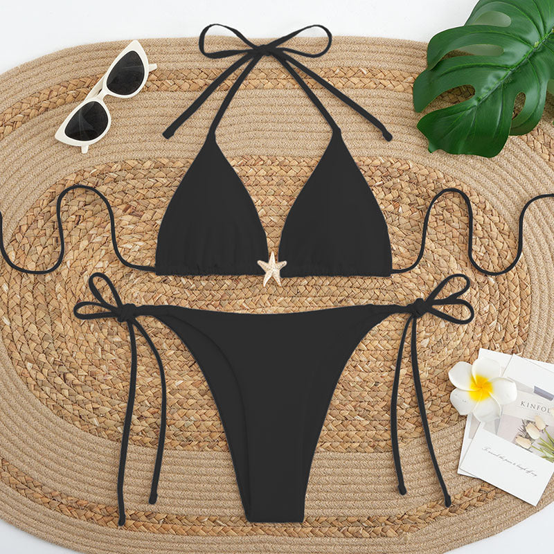 Solid color split swimsuit for women