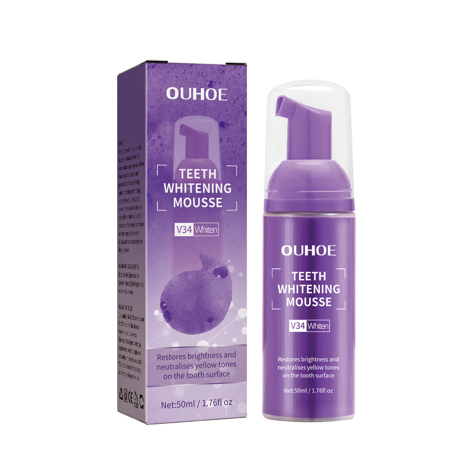 Teeth Whitening Mousse Toothpaste, Mouth Cleaning Remove Dirt Yellow Teeth Care Fresh Breath Whitening Teeth Toothpaste