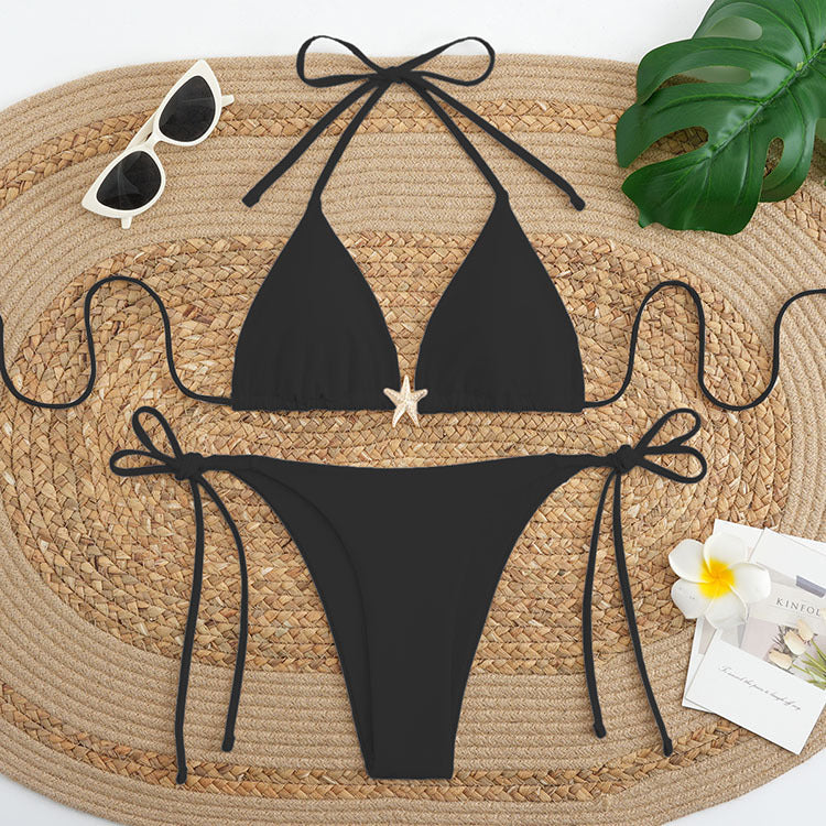 Solid color split swimsuit for women