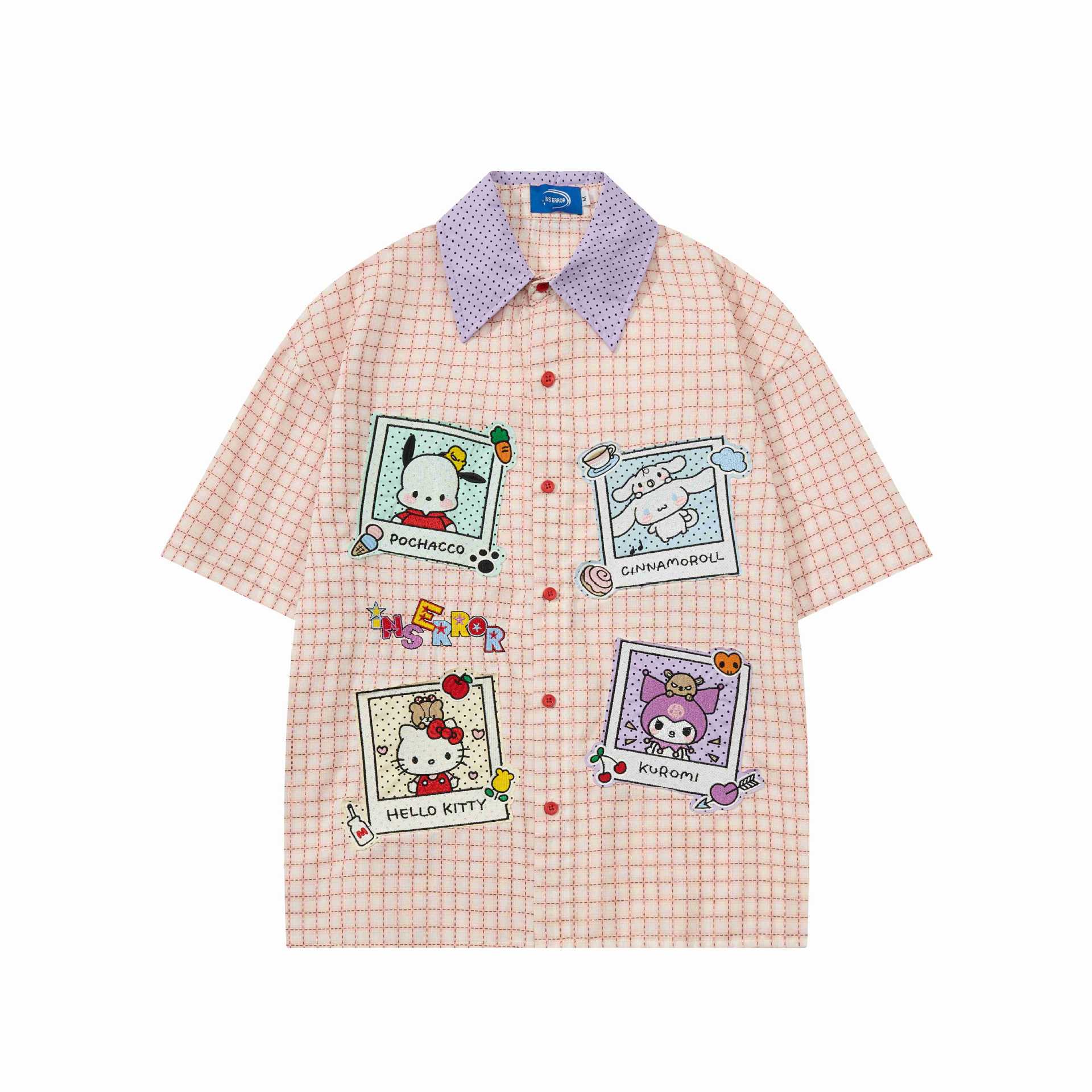 Cartoon themed embroidered short sleeved shirt