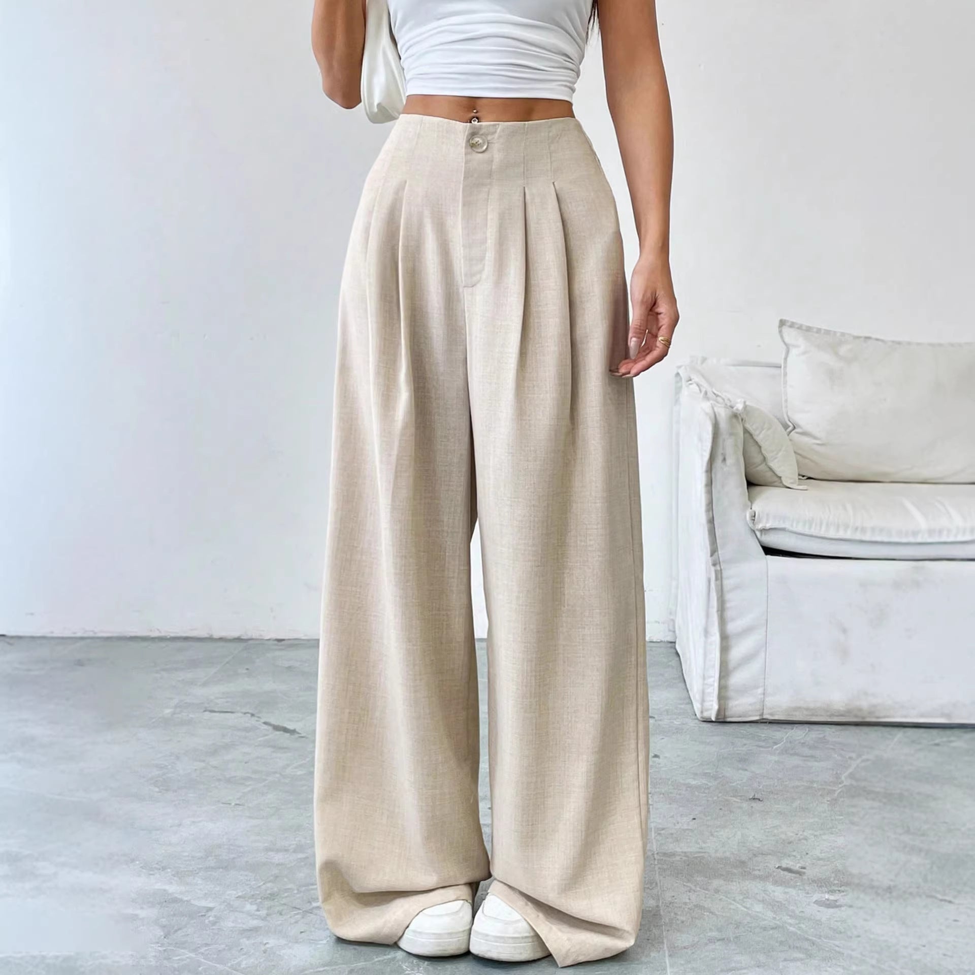 Loose straight tube hanging women's suit pants