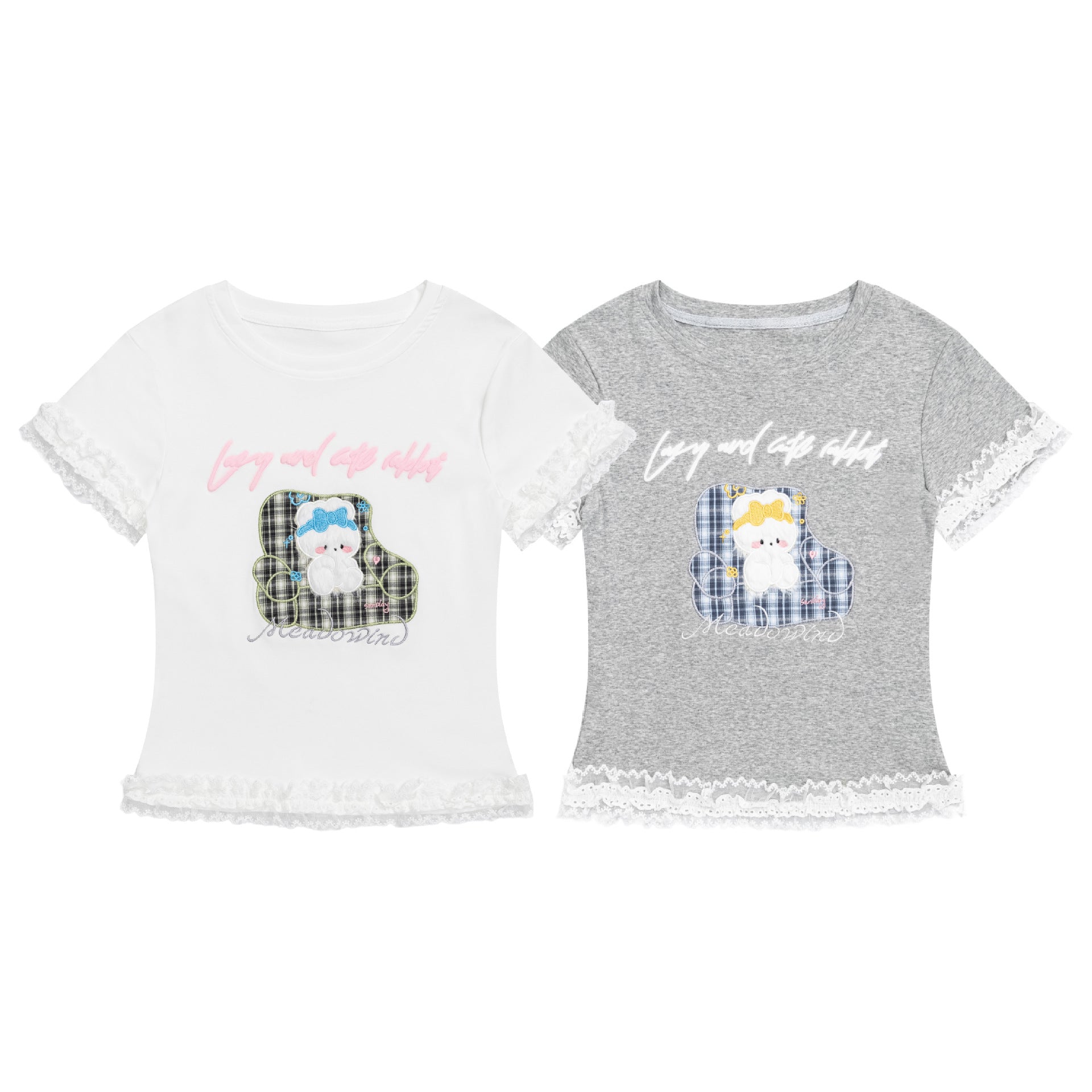 Short Sleeve T-Shirt Checkered Patchwork Slim Fit Cropped Top