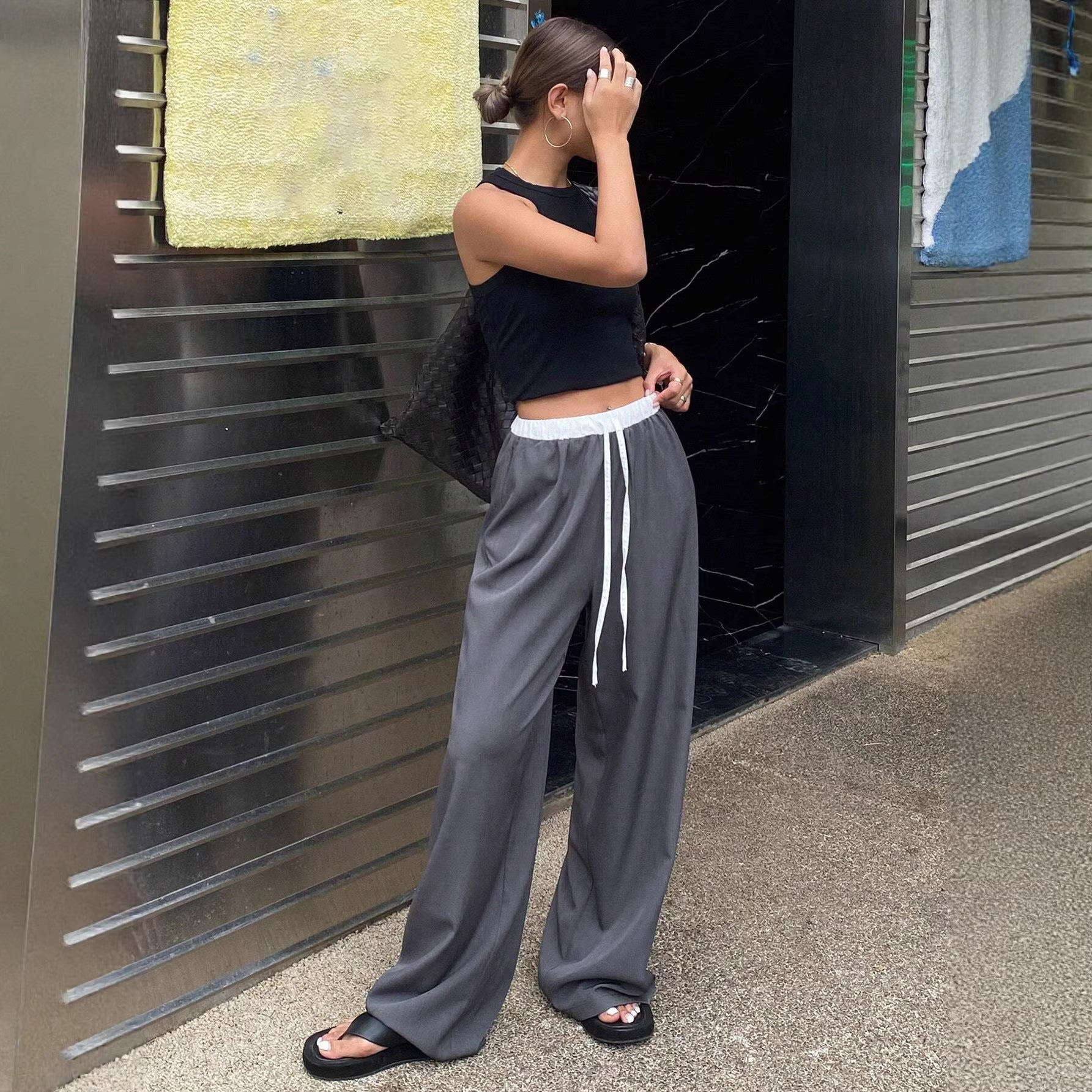 Straight wide-leg pants